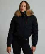 Girls Gabellia Hooded Bomber Jacket JET BLACK