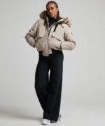 Womens Gabellia Hooded Bomber Jacket WHISPERED TAUPE