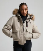 Womens Gabellia Hooded Bomber Jacket WHISPERED TAUPE