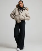 Womens Gabellia Hooded Bomber Jacket WHISPERED TAUPE