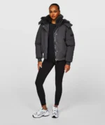 Womens Gabellia Platinum Hooded Bomber Jacket ASPHALT