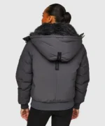 Womens Gabellia Platinum Hooded Bomber Jacket ASPHALT