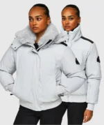 Womens Gabellia Platinum Hooded Bomber Jacket MICRO CHIP