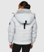 Womens Gabellia Platinum Hooded Bomber Jacket MICRO CHIP