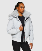 Womens Gabellia Platinum Hooded Bomber Jacket MICRO CHIP