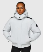 Womens Gabellia Platinum Hooded Bomber Jacket MICRO CHIP