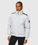 Womens Gabellia Platinum Hooded Bomber Jacket MICRO CHIP