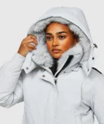 Womens Gabellia Platinum Hooded Bomber Jacket MICRO CHIP