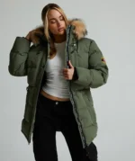 Womens Goshawa Puffer Parka Jacket DUSTY OLIVE