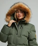Womens Goshawa Puffer Parka Jacket DUSTY OLIVE