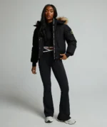 Womens Olivia Hooded Bomber Jacket BLACK 1