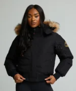 Womens Olivia Hooded Bomber Jacket BLACK
