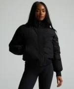 Womens Olivia Hooded Bomber Jacket BLACK 4