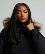 Womens Olivia Hooded Bomber Jacket BLACK 5