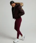 Womens Olivia Hooded Bomber Jacket COCOA BERRY
