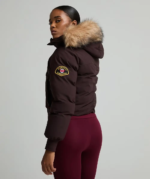 Womens Olivia Hooded Bomber Jacket COCOA BERRY