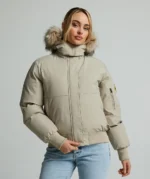 Womens Olivia Hooded Bomber Jacket PURE CASHMERE