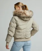 Womens Olivia Hooded Bomber Jacket PURE CASHMERE