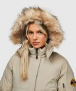 Womens Olivia Hooded Bomber Jacket PURE CASHMERE