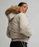 Womens Olivia Hooded Bomber Jacket WHISPERED TAUPE