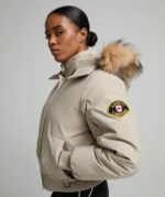 Womens Olivia Hooded Bomber Jacket WHISPERED TAUPE