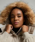 Womens Olivia Hooded Bomber Jacket WHISPERED TAUPE