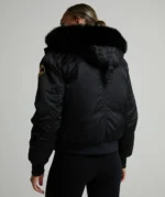 Womens Olivia Platinum Hooded Bomber Jacket BLACK