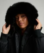 Womens Olivia Platinum Hooded Bomber Jacket BLACK