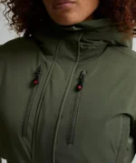 Womens Ossani Split Cropped Hooded Puffer Bomber Jacket DUSTY OLIVE