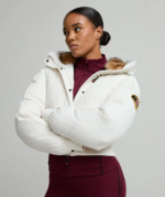 Womens Ossani Split Hood Crop Puffer Bomber Jacket CLOUD DRIFT