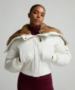 Womens Ossani Split Hood Crop Puffer Bomber Jacket CLOUD DRIFT