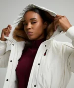 Womens Ossani Split Hood Crop Puffer Bomber Jacket CLOUD DRIFT