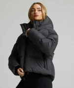 Womens Rivera Tech Short Puffer Jacket ASPHALT