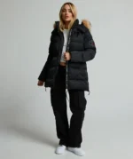 Womens Virna 2.0 Mid Length Puffer Parka Jacket JET BLACK