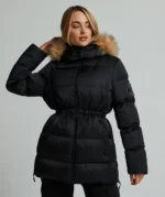 Womens Virna 2.0 Mid Length Puffer Parka Jacket JET BLACK