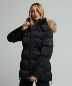 Womens Virna 2.0 Mid Length Puffer Parka Jacket JET BLACK