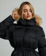 Womens Virna 2.0 Mid Length Puffer Parka Jacket JET BLACK
