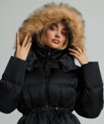 Womens Virna 2.0 Mid Length Puffer Parka Jacket JET BLACK